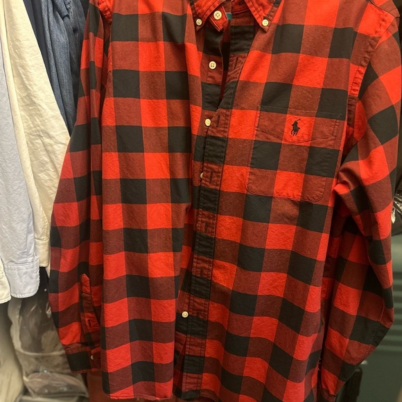 Polo by Ralph Lauren Red and Black Casual Button Down Shirt - Picture 3 of 6